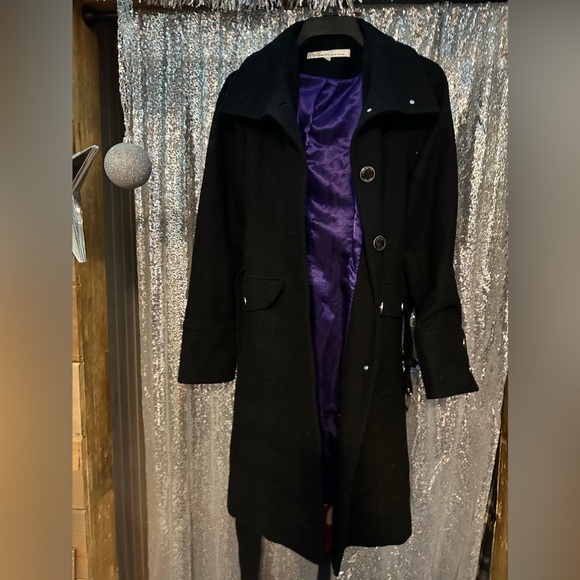 KENNETH Cole New York Recycled Wool Button Up Belted Fully Lined Pea Coat - Picture 2 of 15